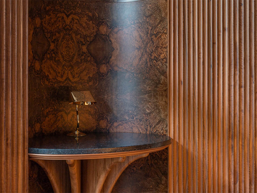 The Berkeley Bar and Terrace_Interior_Alcove in walnut panelling